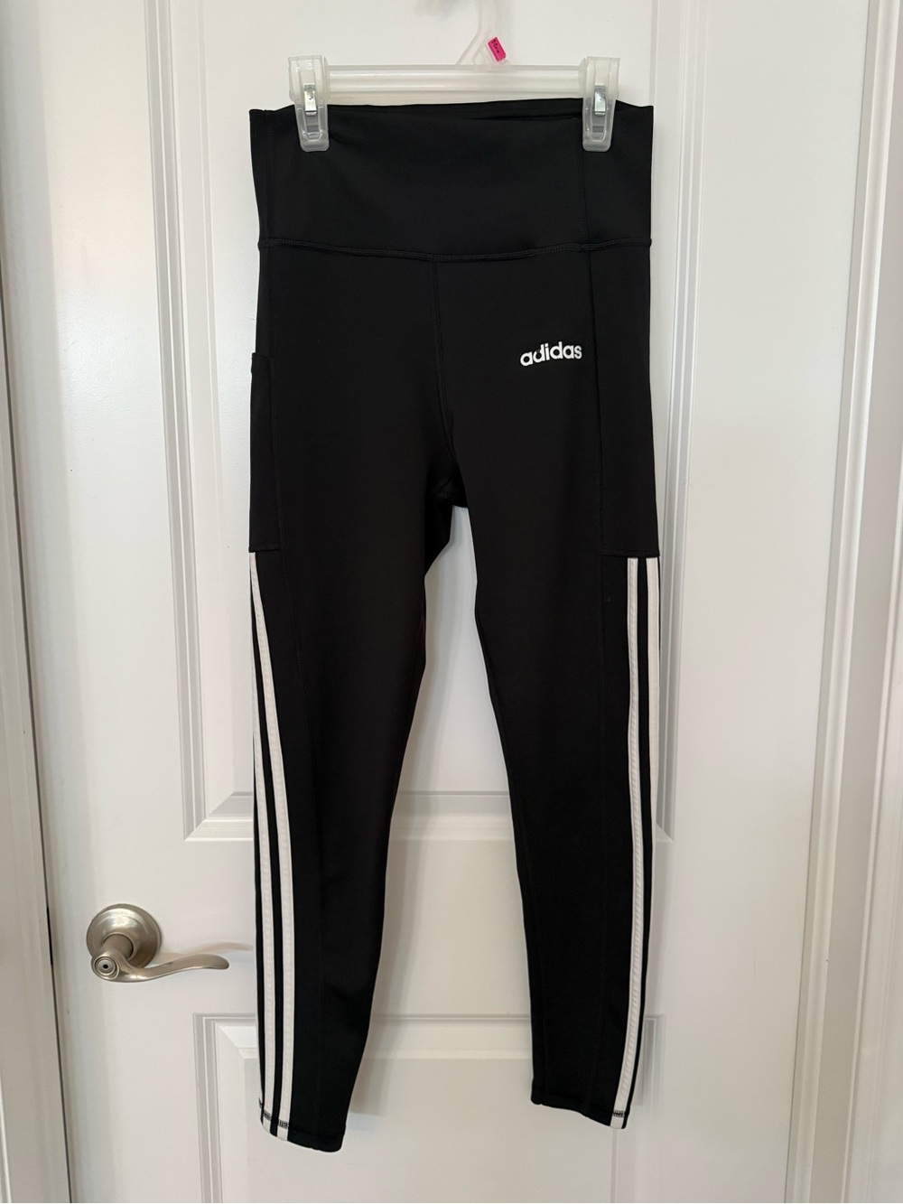 Adidas Women’s black High-Rise Leggings with Side Stripes